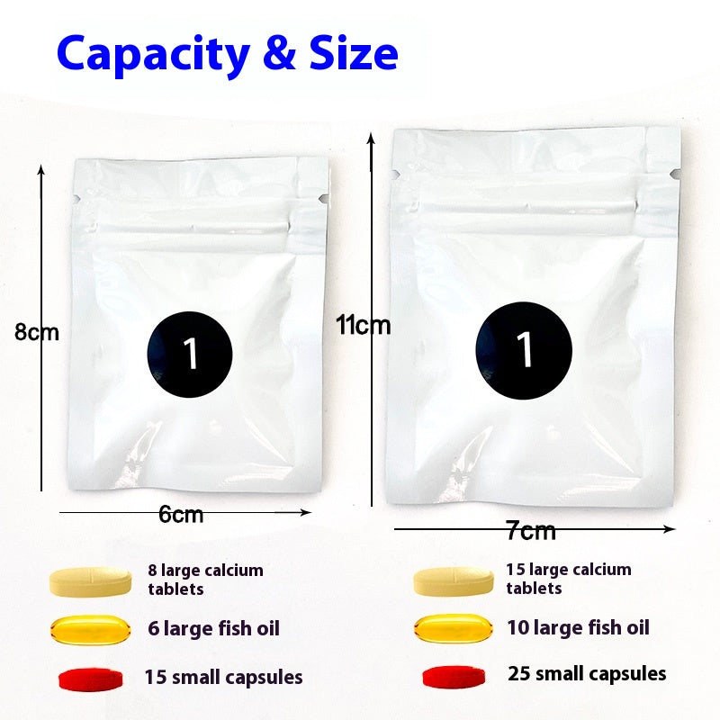 31-Day Pill Bag, Portable Sealed Aluminum Foil Pill Bag,Ziplock Pill Bag