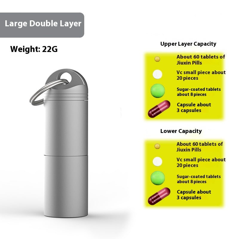 Pure titanium pill box Portable small pill bottle Keychain pill box
