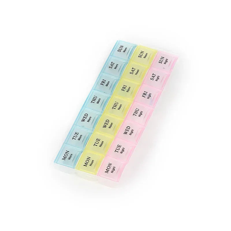 Portable travel pill box 7 day pill box 3 times a day Pill case morning, noon and night