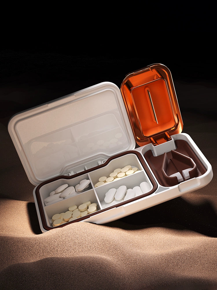Business style pill splitter pill box combination Business pill case