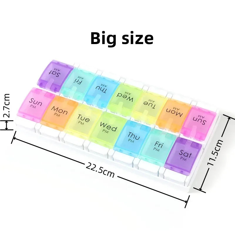 7-day pill case 2 pills per day AM/PM medicine box