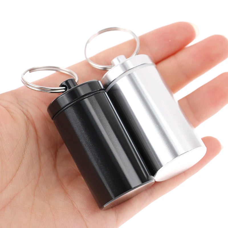 Waterproof Aluminum Alloy Pill Box Keychain Large Size