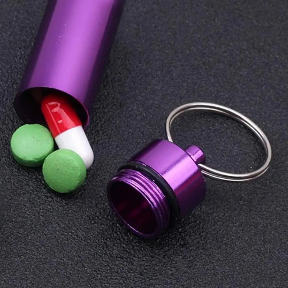 Mini pill box keychain aluminum alloy waterproof pill case right angle