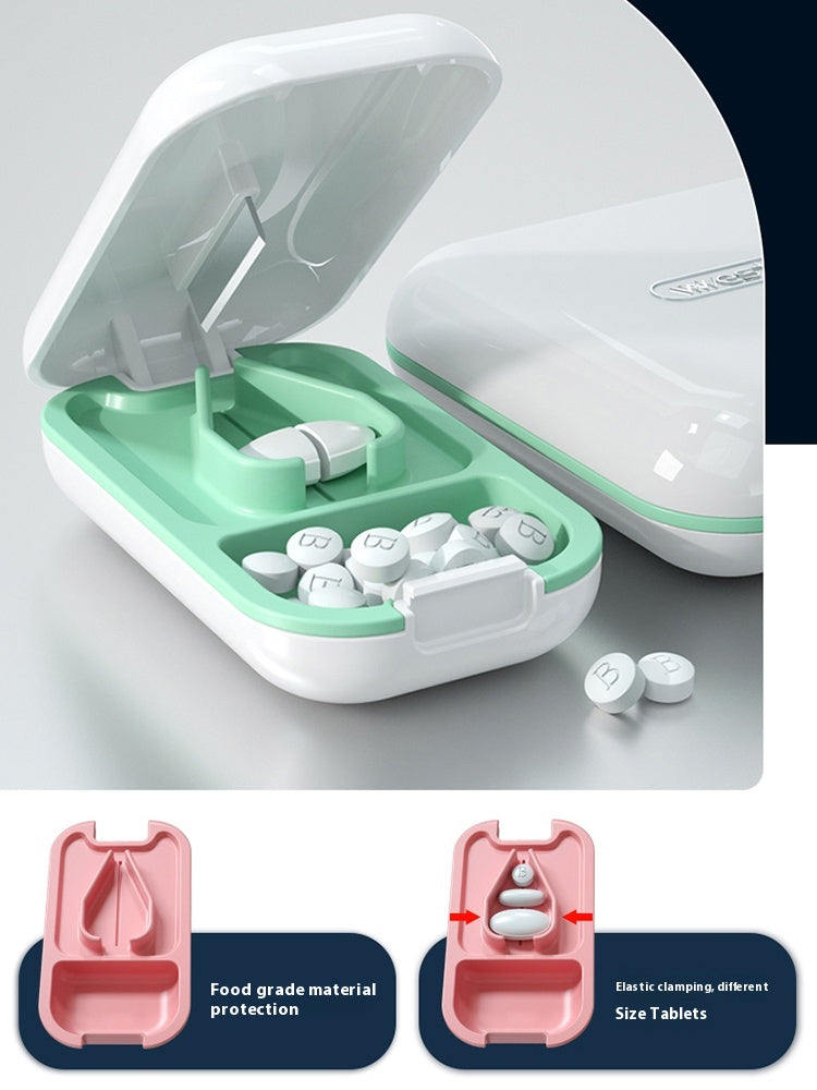 Pill splitter pill box 1 compartment pill box