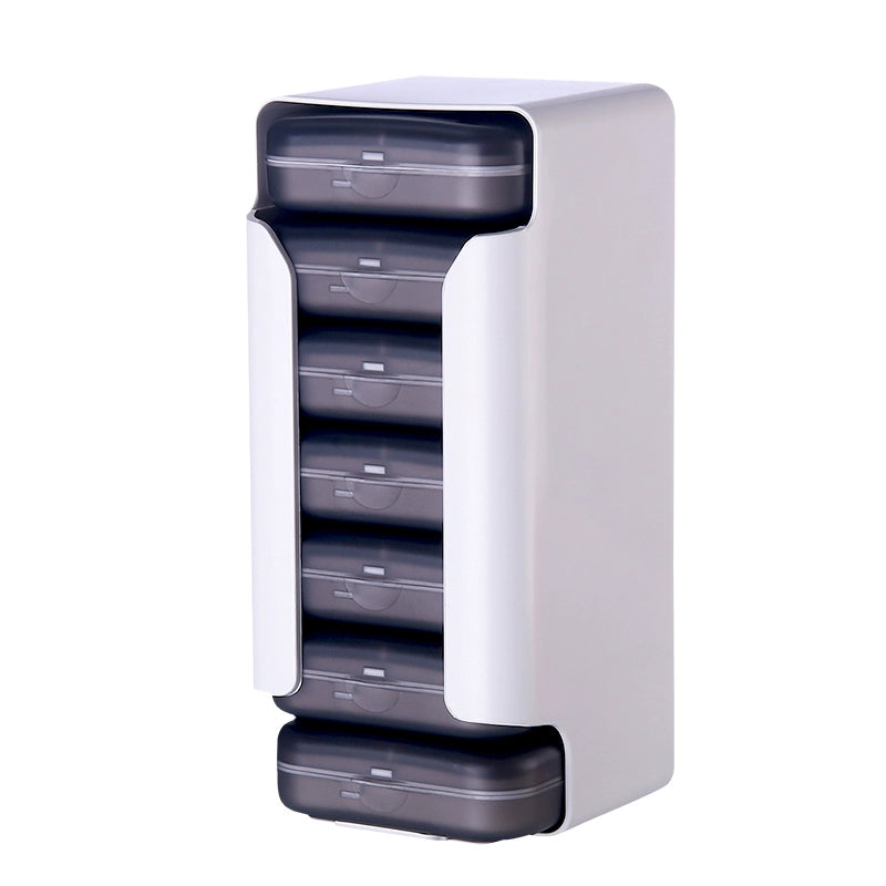 Portable pill box, 7-day pill box, 4/6-compartment pill case, portable travel pill box