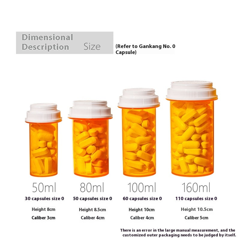 Portable orange medicine bottle with various capacity options, 12 bottles