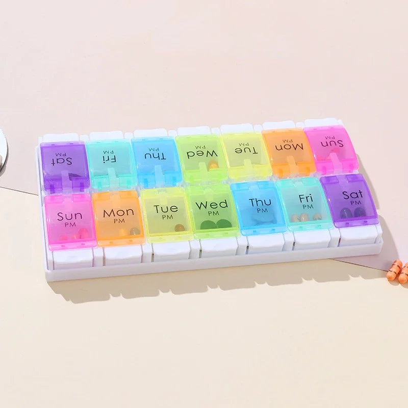 7-day pill case 2 pills per day AM/PM medicine box