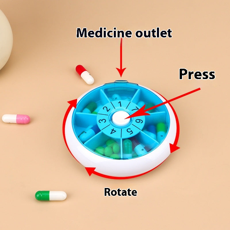 7-day rotating pill box, 7-grid pill case