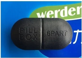 Pill shape, pocket travel pill box, 6 partitions